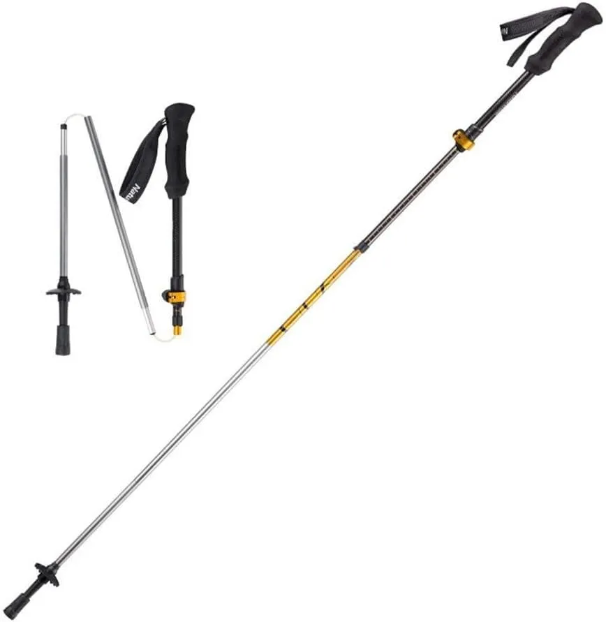 Trekking Poles Collapsible Hiking Poles Lightweight Walking Sticks Foldable Aluminum 7075 with Quick Flip Lock for Hiking Camping Backpacking 2 Pack (Orange)