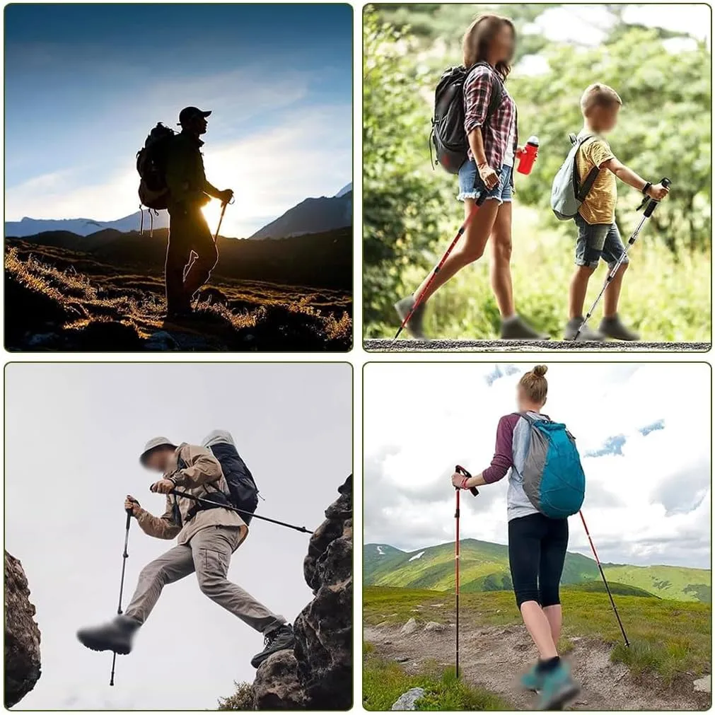 Tri-fold Aluminum Alloy Trekking Poles, Outdoor Retractable Walking Sticks, Outdoor Mountaineering Equipment, for Nordic Walking