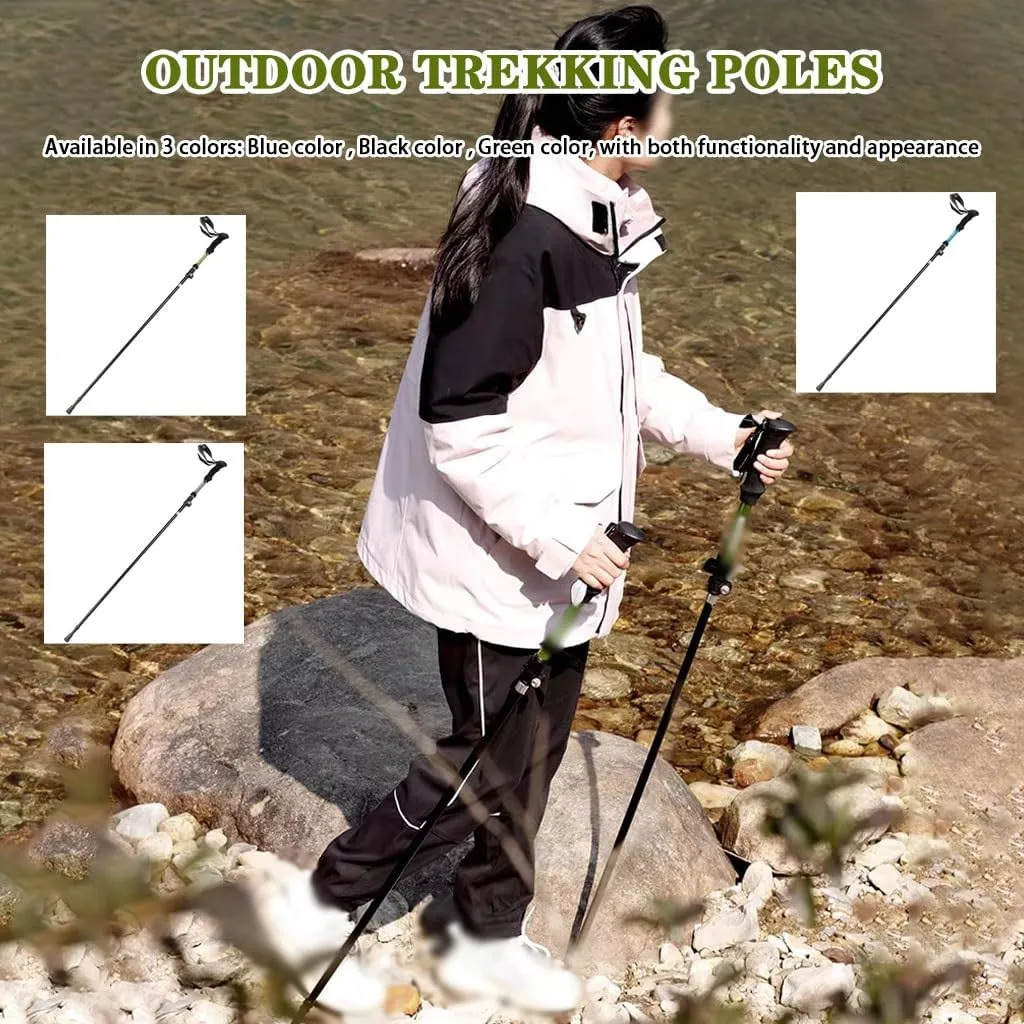 Tri-fold Aluminum Alloy Trekking Poles, Outdoor Retractable Walking Sticks, Outdoor Mountaineering Equipment, for Nordic Walking