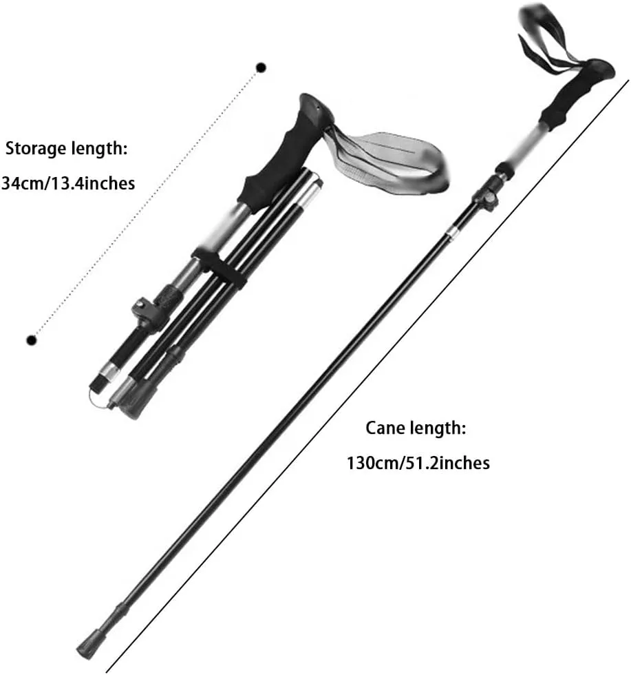 Tri-fold Aluminum Alloy Trekking Poles, Outdoor Retractable Walking Sticks, Outdoor Mountaineering Equipment, for Nordic Walking