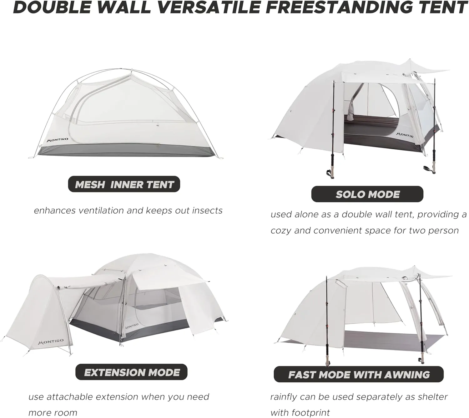 Triphyr Backpacking Tent with F-Nexus Extension 2-Person Combo, Attachable Extension Shelter, Lightweight 2 Person Tent for Backpacking Camping Hiking & Biking