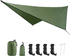 TRIWONDER Camping Tarp Cover Waterproof Rain Fly Tent Ground Cloth Footprint Hammock Shelter for Outdoor Hiking Picnic Beach (Green Accessories)