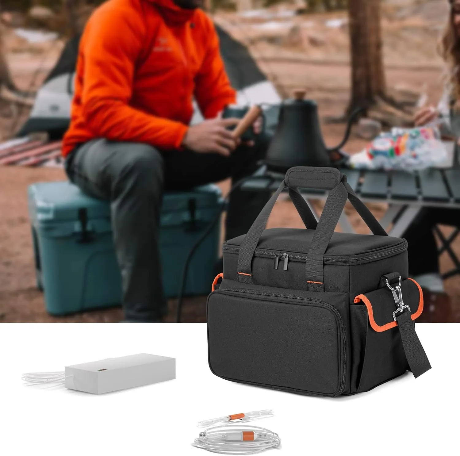 Trunab Carrying Case Compatible with Jackery Portable Power Station Explorer 500, Storage Bag with Waterproof Bottom and Front Pockets for Charging Cable and Accessories