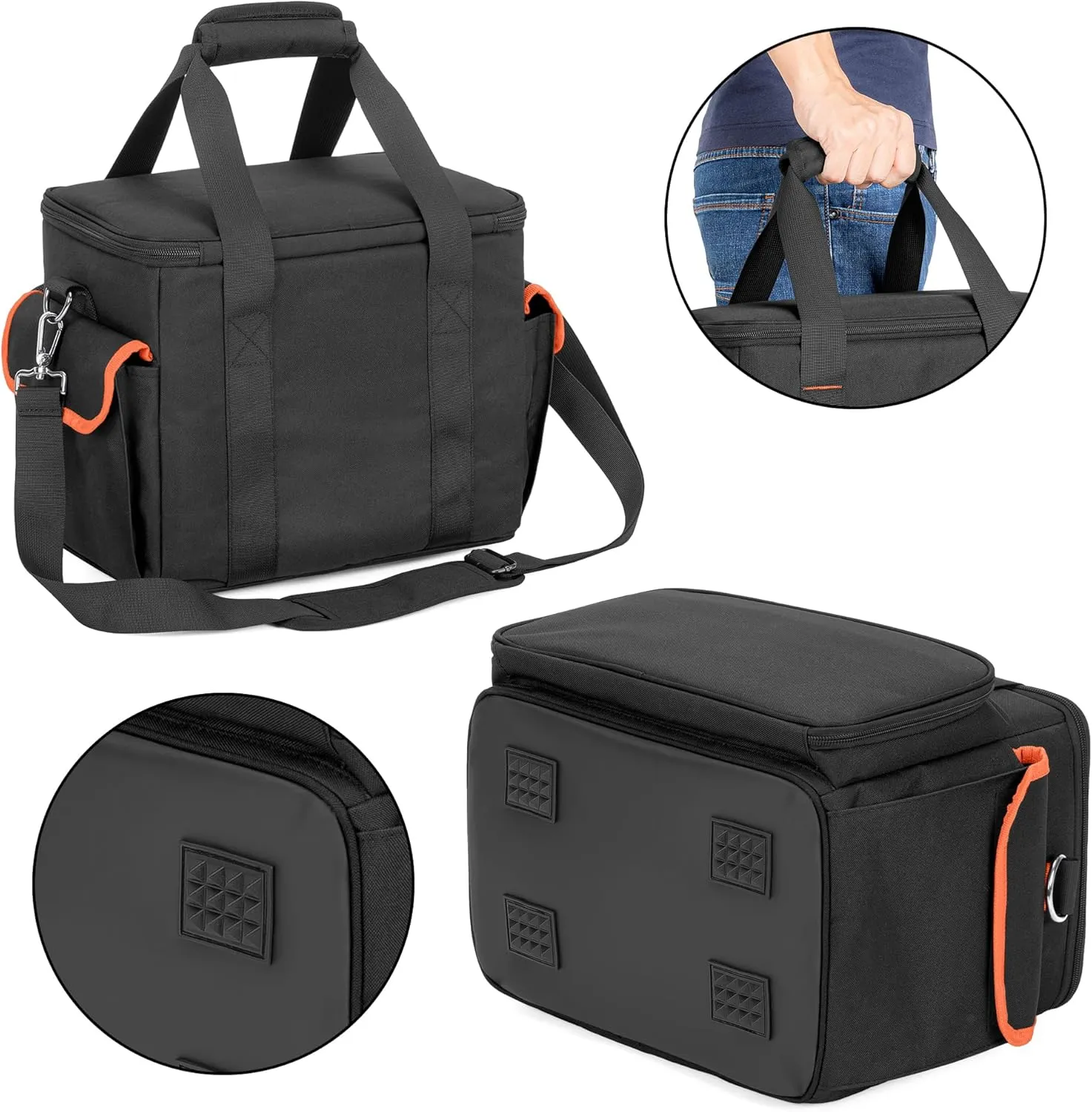 Trunab Carrying Case Compatible with Jackery Portable Power Station Explorer 500, Storage Bag with Waterproof Bottom and Front Pockets for Charging Cable and Accessories