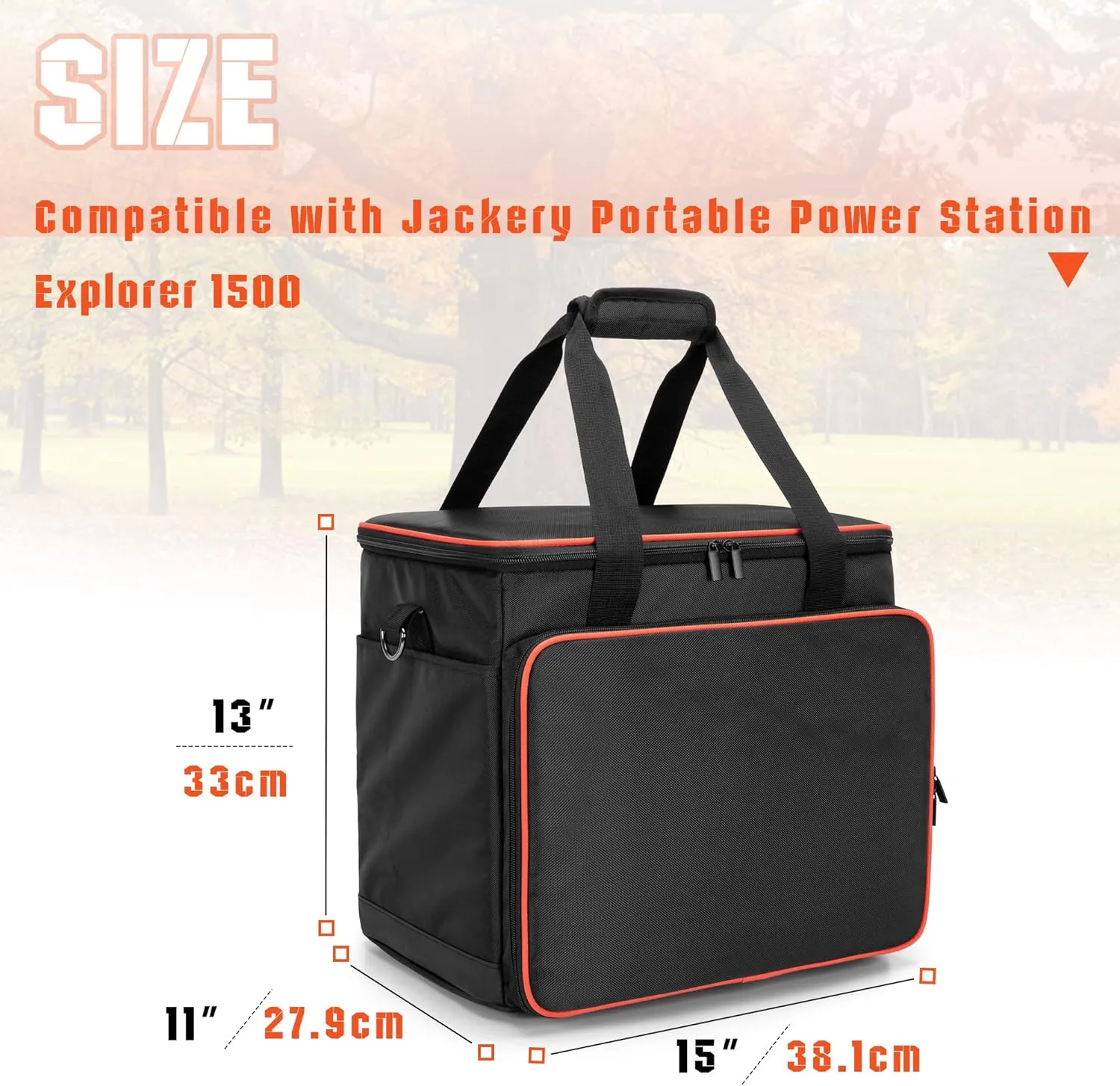 Trunab Travel Carrying Bag Compatible with Jackery Explorer 1500, Portable Power Station Storage Case with Waterproof Bottom and Front Pockets for Charging Cable and Accessories