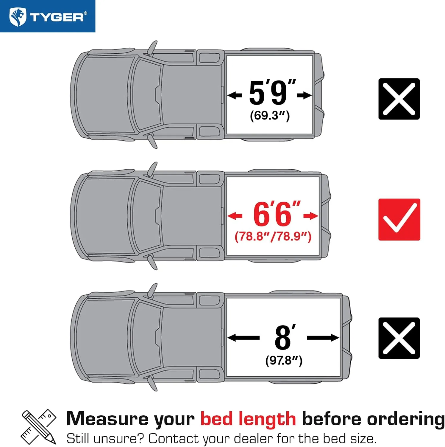 Tyger Auto T1 Soft Roll Up Truck Bed Tonneau Cover Compatible with 2014-2018 Chevy Silverado / GMC Sierra 1500; 2015-2019 2500 HD 3500 HD; 2019 LD/Limited Only | 6'6" Bed (78") | TG-BC1C9007 , Black