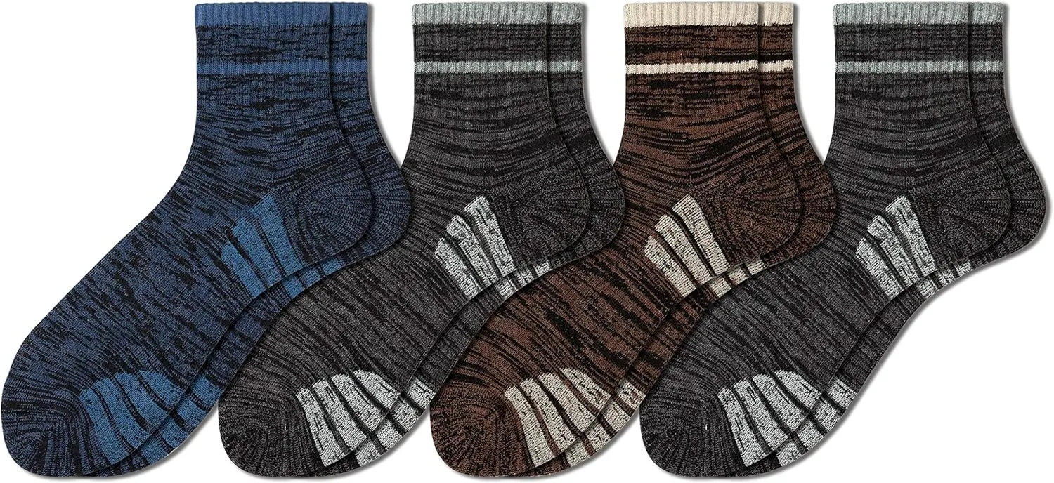u&i Men's Performance Cushion Cotton Athletic Quarter Crew Socks (4-Pack/8-Pack)