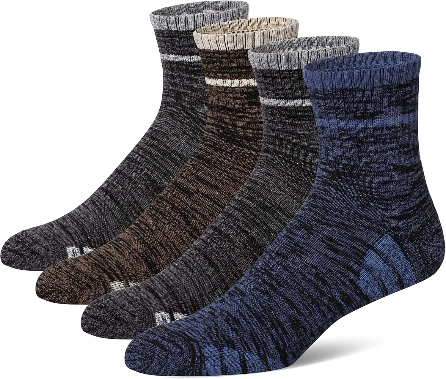 u&i Men's Performance Cushion Cotton Athletic Quarter Crew Socks (4-Pack/8-Pack)