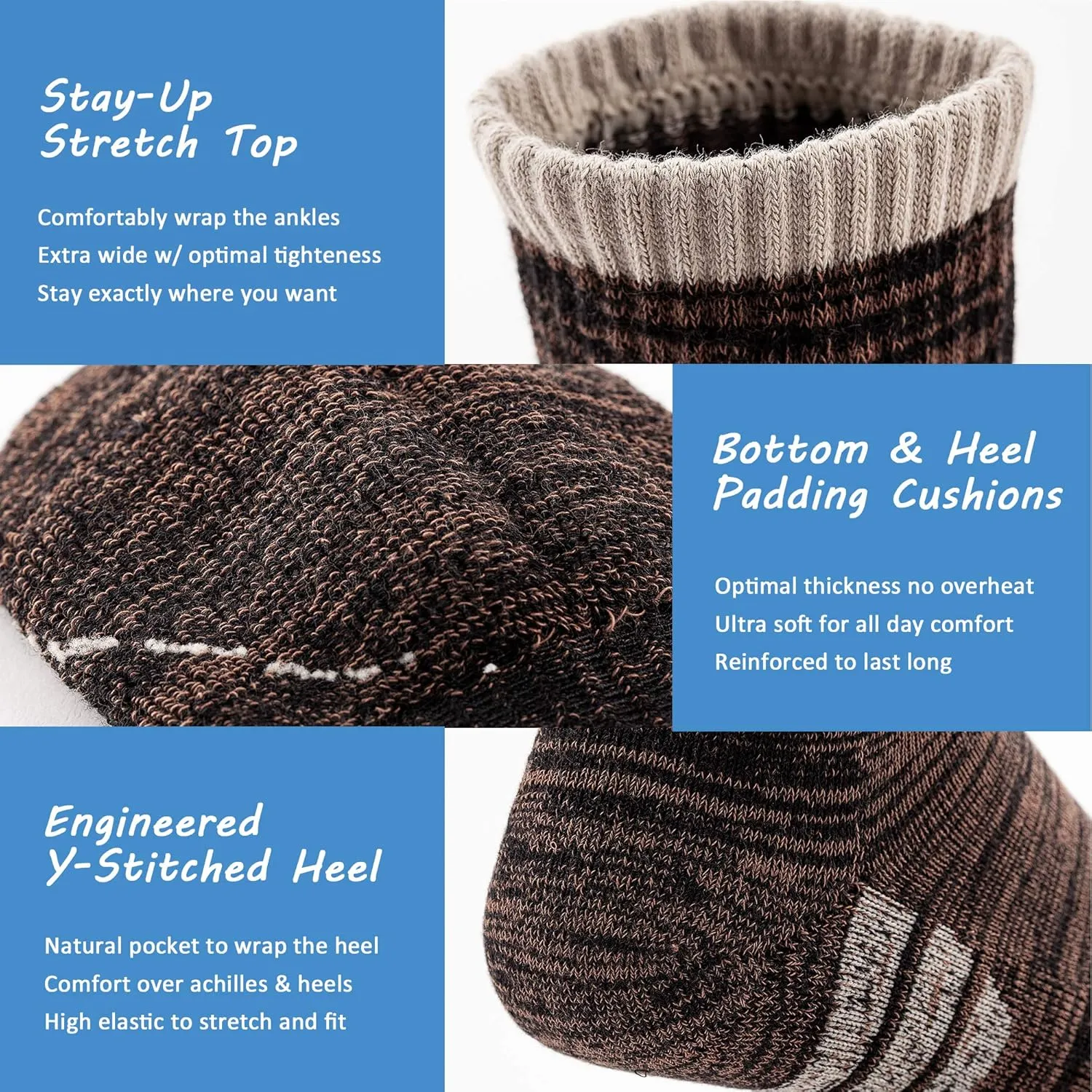 u&i Men's Performance Cushion Cotton Athletic Quarter Crew Socks (4-Pack/8-Pack)