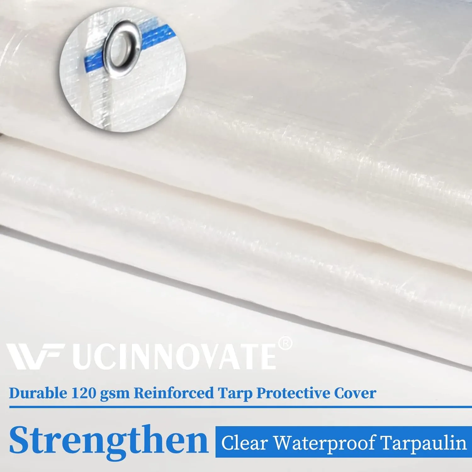 UCINNOVATE 12Mil Clear Tarp 6x10FT 2-Pack - Heavy Duty Waterproof Reinforced 12x12 Weave, Tear Resistant Poly Tarps with Grommets for Greenhouse, Garden, Chicken Coop, Outdoor