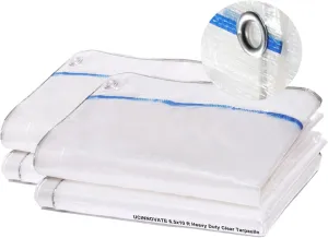 UCINNOVATE 12Mil Clear Tarp 6x10FT 2-Pack - Heavy Duty Waterproof Reinforced 12x12 Weave, Tear Resistant Poly Tarps with Grommets for Greenhouse, Garden, Chicken Coop, Outdoor