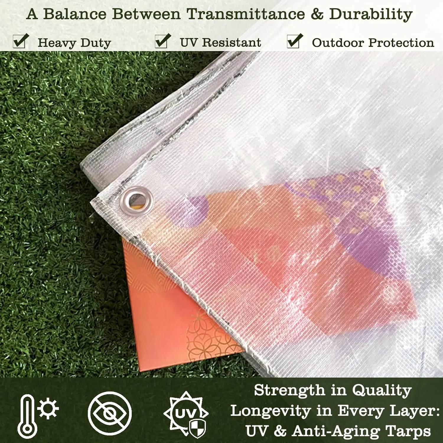 UCINNOVATE 12Mil Clear Tarp 6x10FT 2-Pack - Heavy Duty Waterproof Reinforced 12x12 Weave, Tear Resistant Poly Tarps with Grommets for Greenhouse, Garden, Chicken Coop, Outdoor