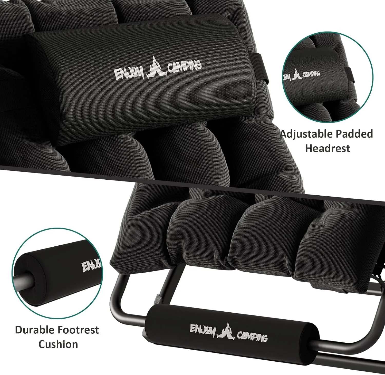 UDPATIO Oversized Zero Gravity Chair 29In XL Patio Reclining Chair with Cushion, Outdoor Folding Recliner with Pillows|Cup Holder|Foot Rest|Padded Headrest, Black, Support 500LB