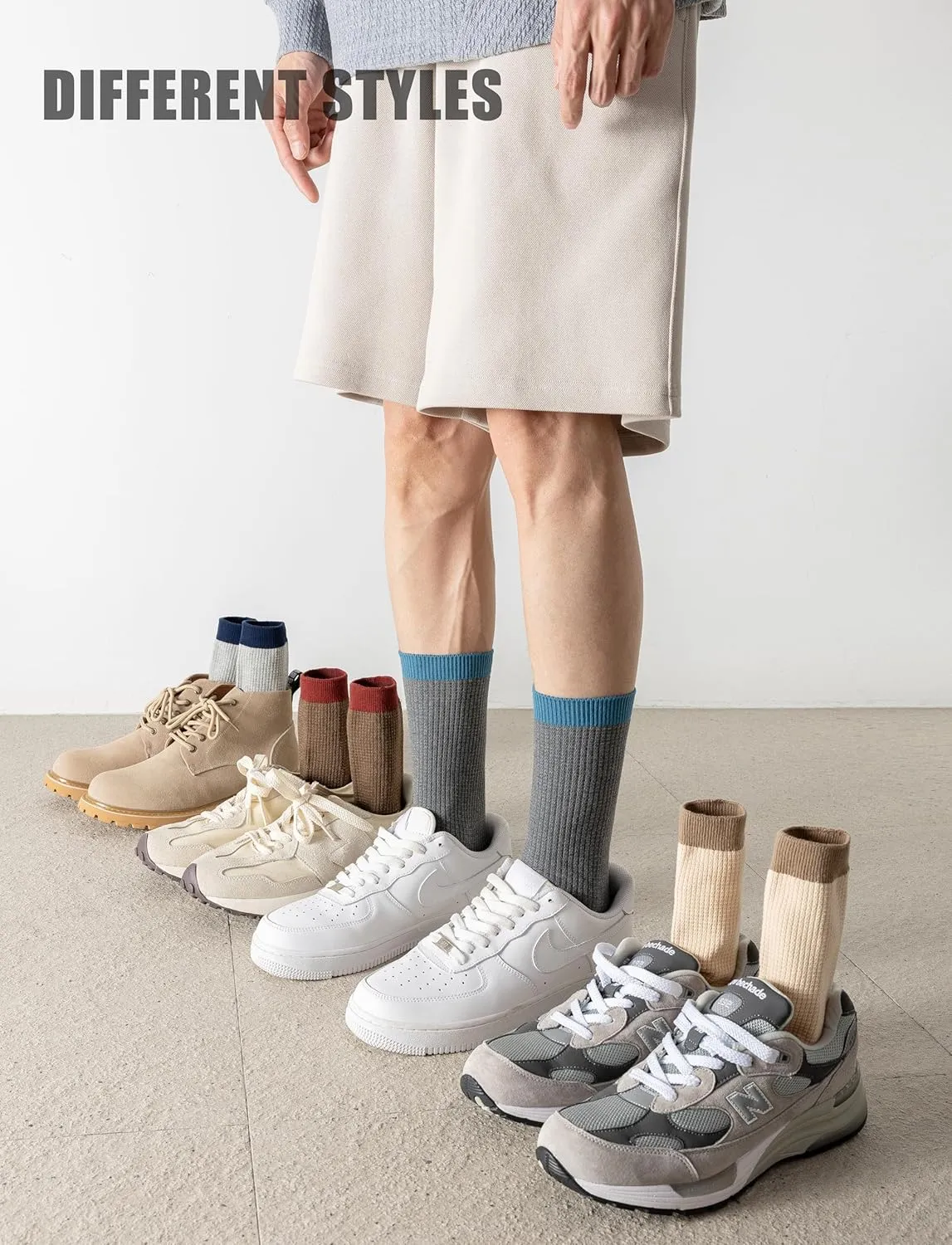 ULEEMARK 6-Pack Men's Cotton Crew Socks for Work & Daily Wear, Soft Comfortable Breathable Casual Socks, Size 7-15