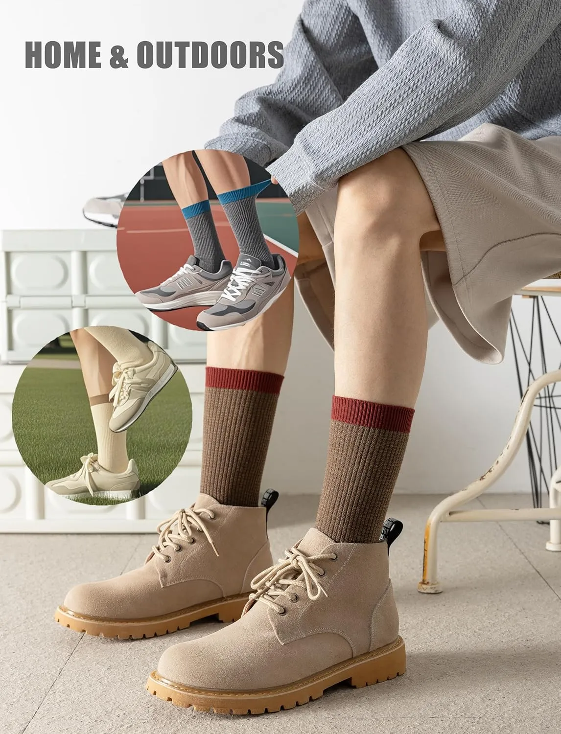 ULEEMARK 6-Pack Men's Cotton Crew Socks for Work & Daily Wear, Soft Comfortable Breathable Casual Socks, Size 7-15