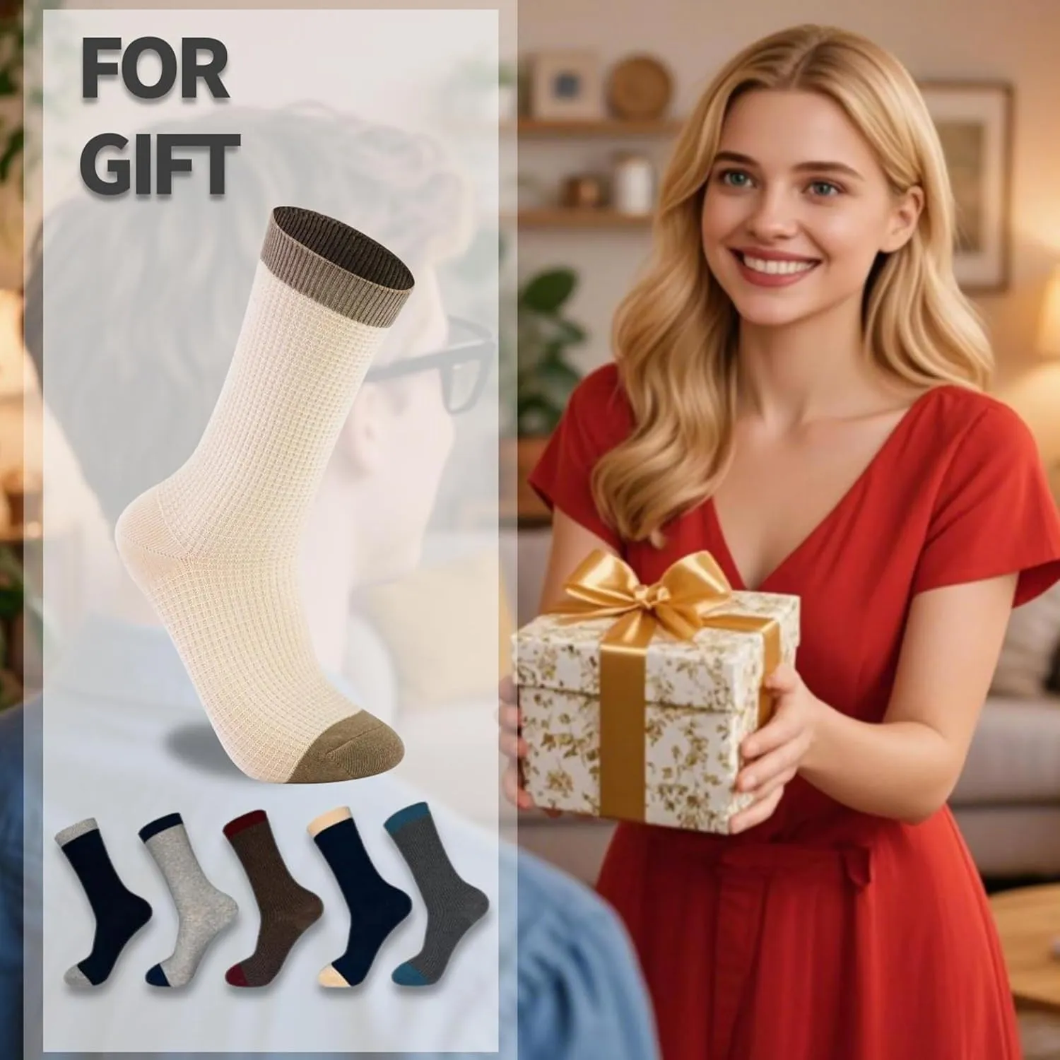 ULEEMARK 6-Pack Men's Cotton Crew Socks for Work & Daily Wear, Soft Comfortable Breathable Casual Socks, Size 7-15