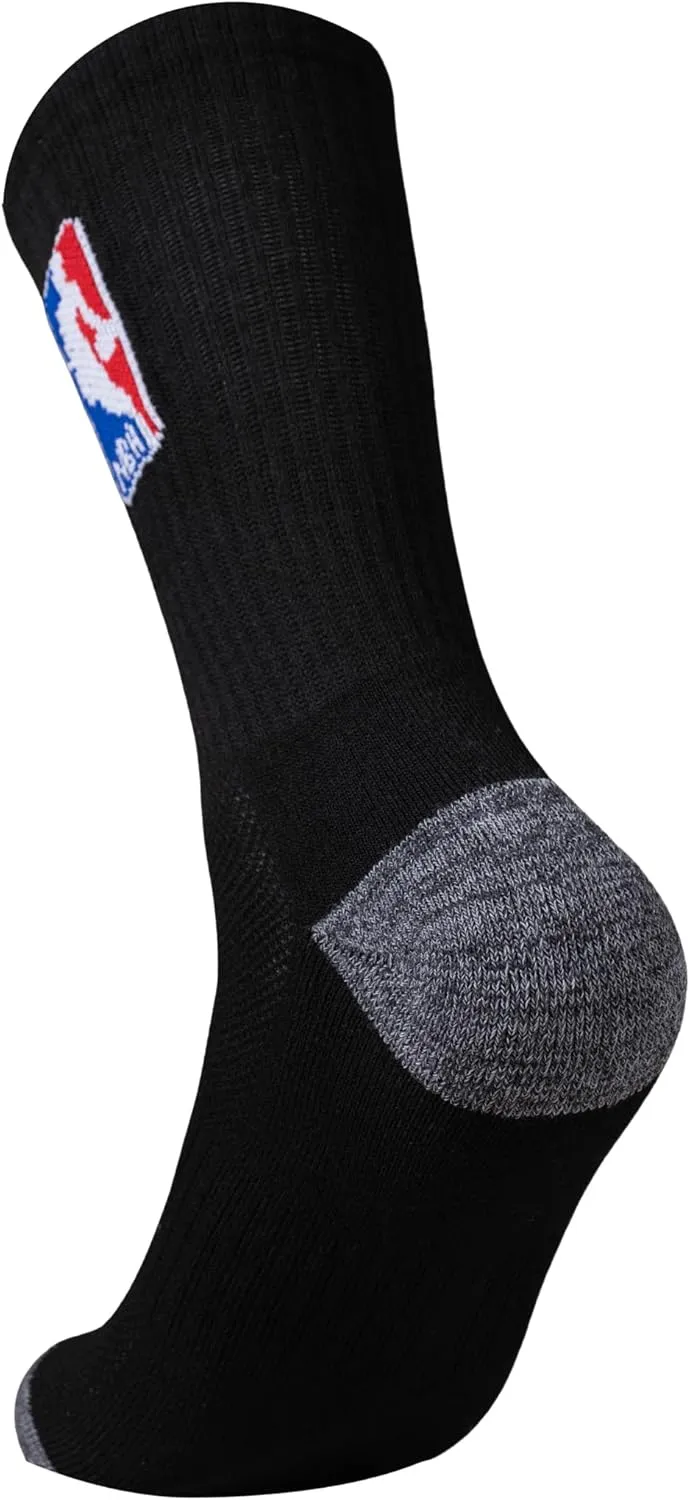 Ultra Game Men's NBA Official Athletic Cushioned Secure Fit Crew Socks-6 Pack