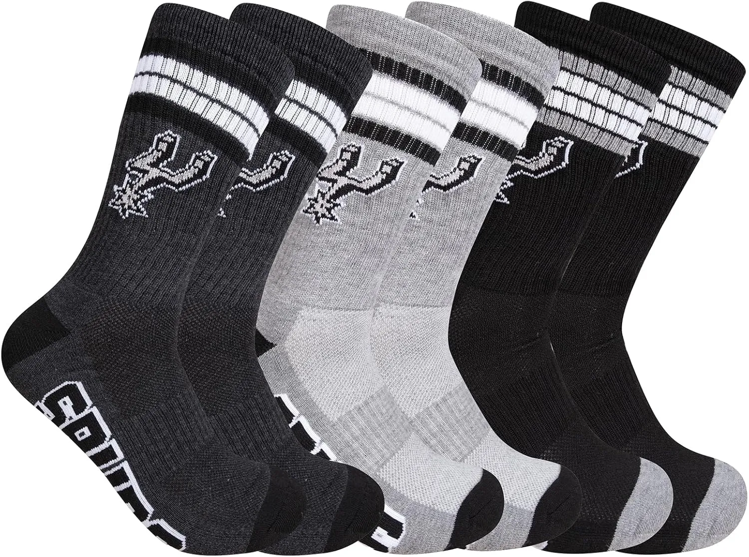 Ultra Game Men's NBA Official Athletic Cushioned Secure Fit Team Crew Socks-3 Pack