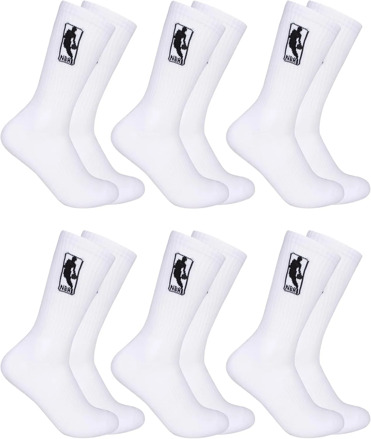 Ultra Game Youth NBA Official Athletic Cushioned Secure Fit Crew Socks-6 Pack
