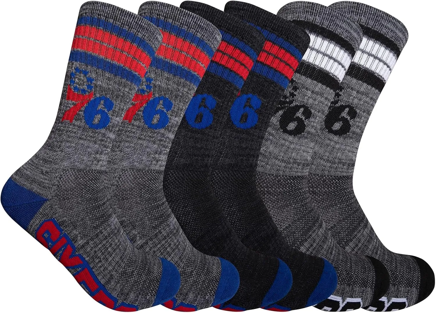 Ultra Game Youth NBA Official Athletic Cushioned Secure Fit Team Crew Socks-3 Pack
