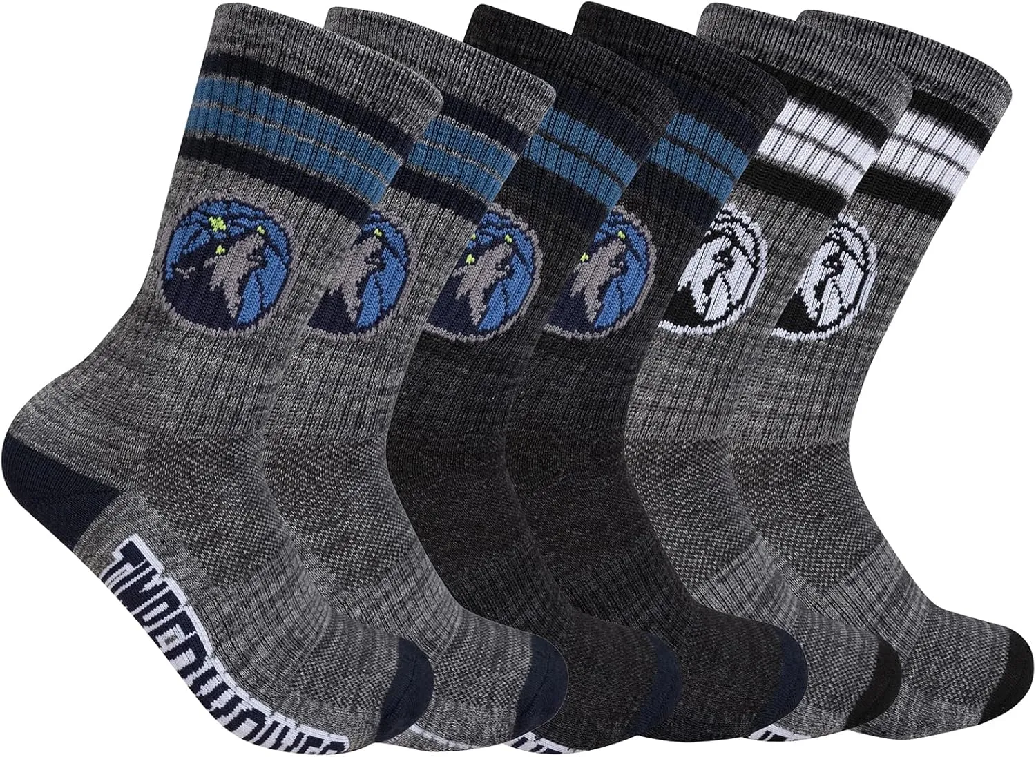 Ultra Game Youth NBA Official Athletic Cushioned Secure Fit Team Crew Socks-3 Pack