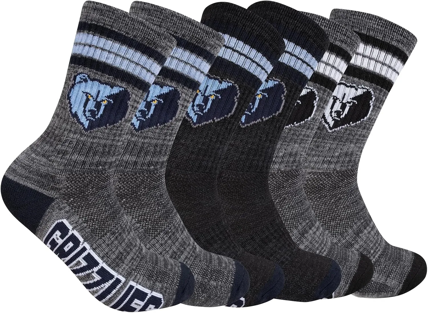 Ultra Game Youth NBA Official Athletic Cushioned Secure Fit Team Crew Socks-3 Pack