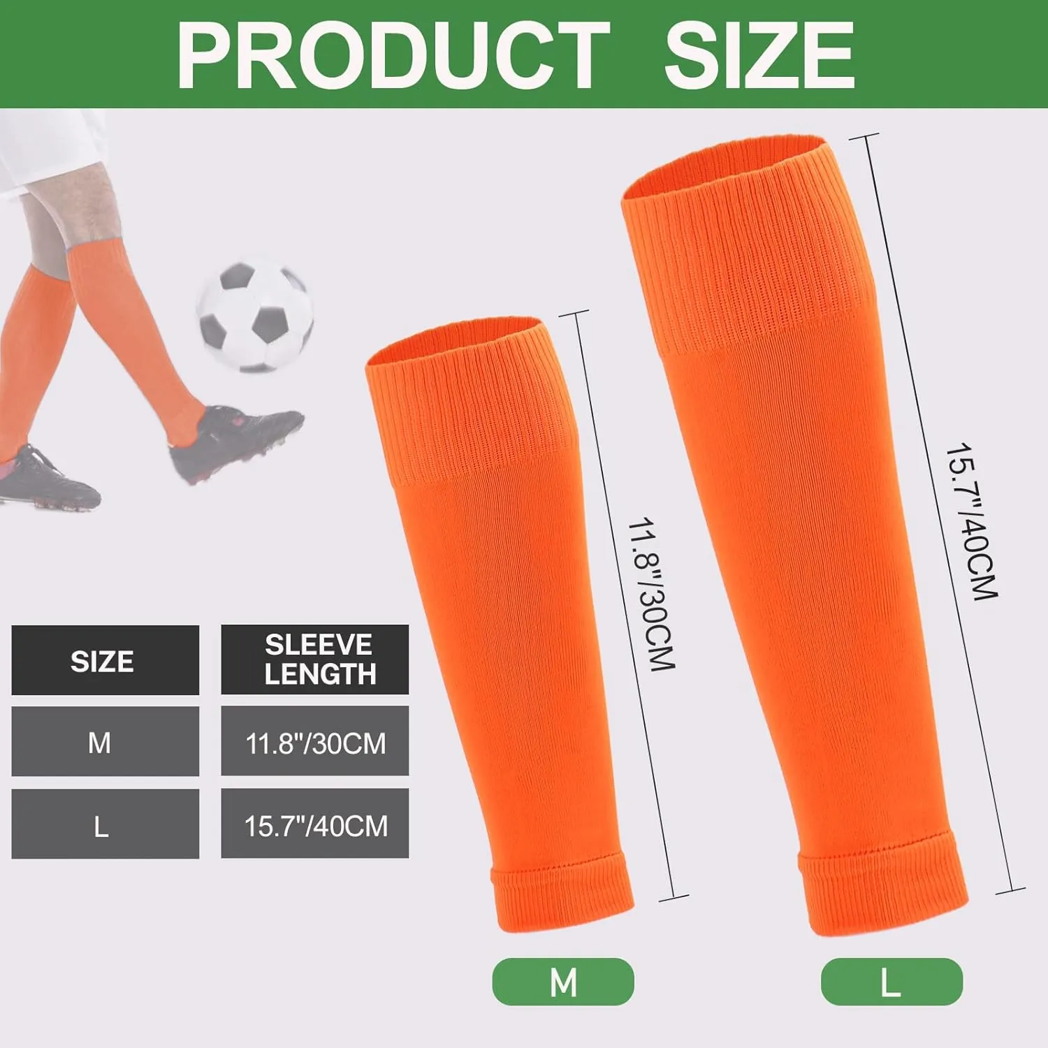 Ultrafun 3 Pairs Leg Sleeves Pre-Cut Soccer Sleeves Compatible with Grip Socks Shin Guards Sleeves for Soccer Football