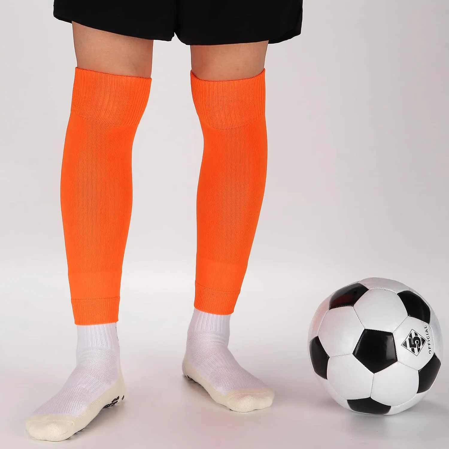 Ultrafun 3 Pairs Leg Sleeves Pre-Cut Soccer Sleeves Compatible with Grip Socks Shin Guards Sleeves for Soccer Football