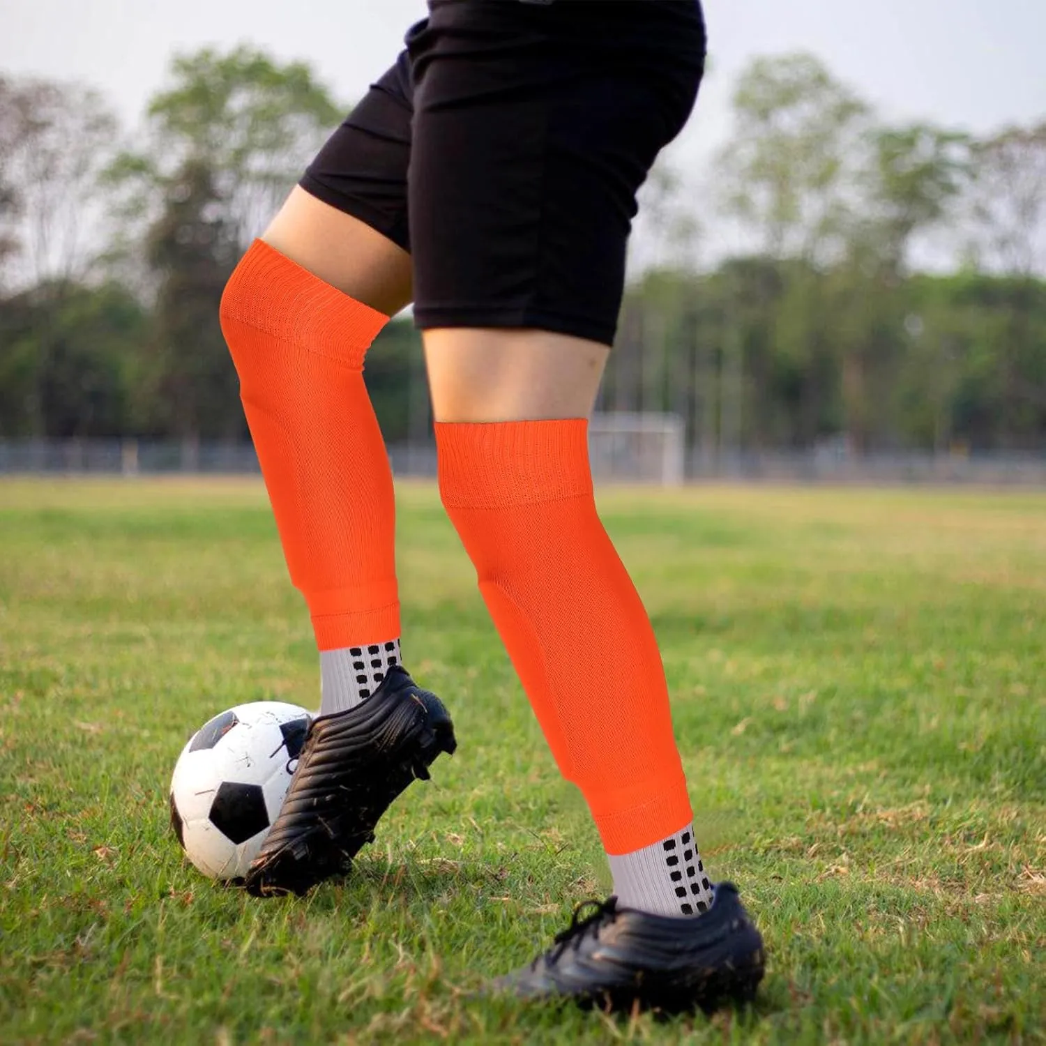 Ultrafun 3 Pairs Leg Sleeves Pre-Cut Soccer Sleeves Compatible with Grip Socks Shin Guards Sleeves for Soccer Football