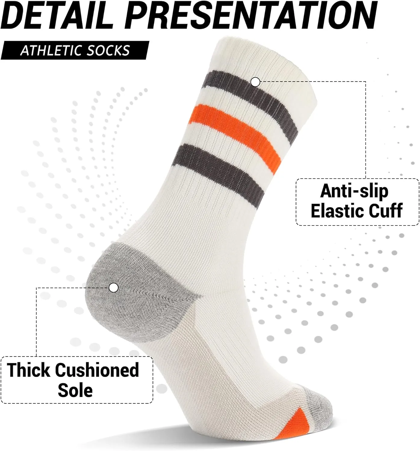 Ultrafun 3/4 Pairs Athletic Running Socks Men Women Compression Cushioned Crew Gym Sports Basketball Socks