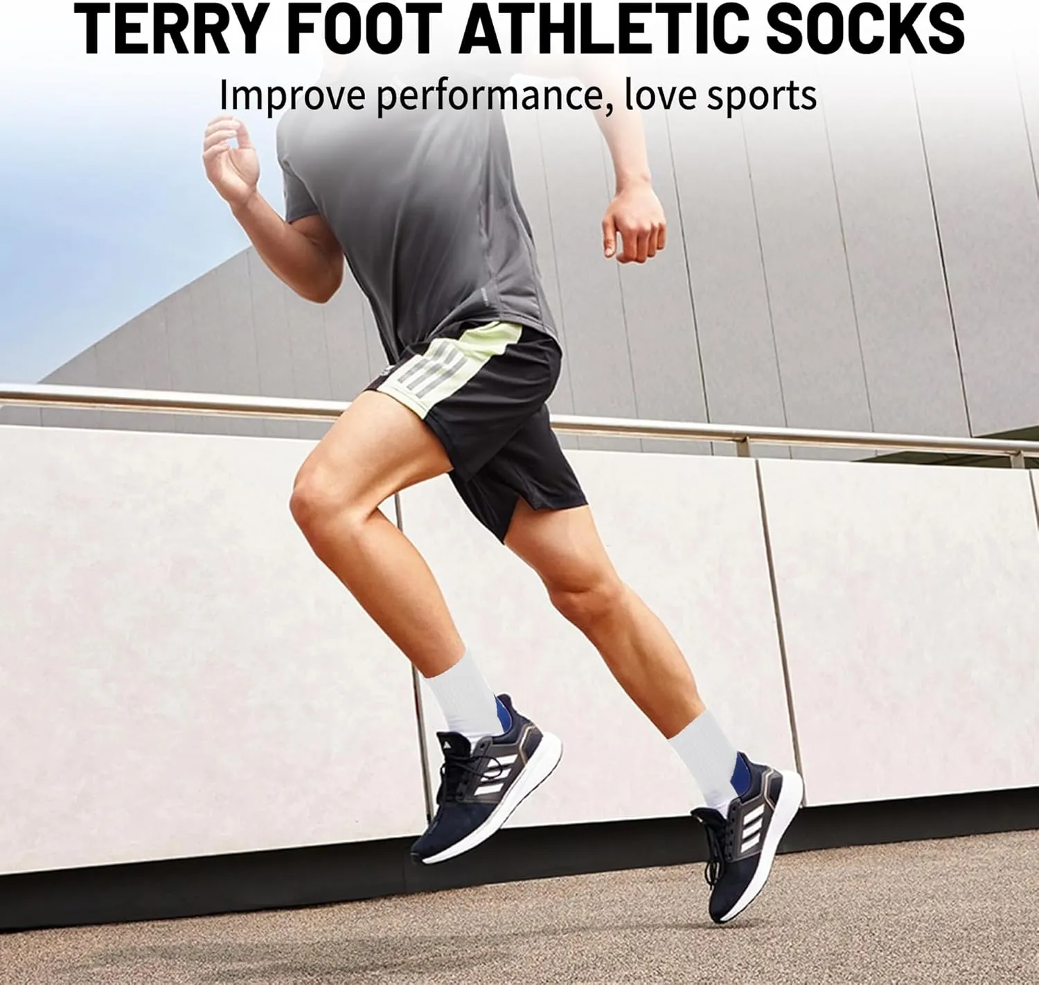 Ultrafun 3/4 Pairs Athletic Running Socks Men Women Compression Cushioned Crew Gym Sports Basketball Socks