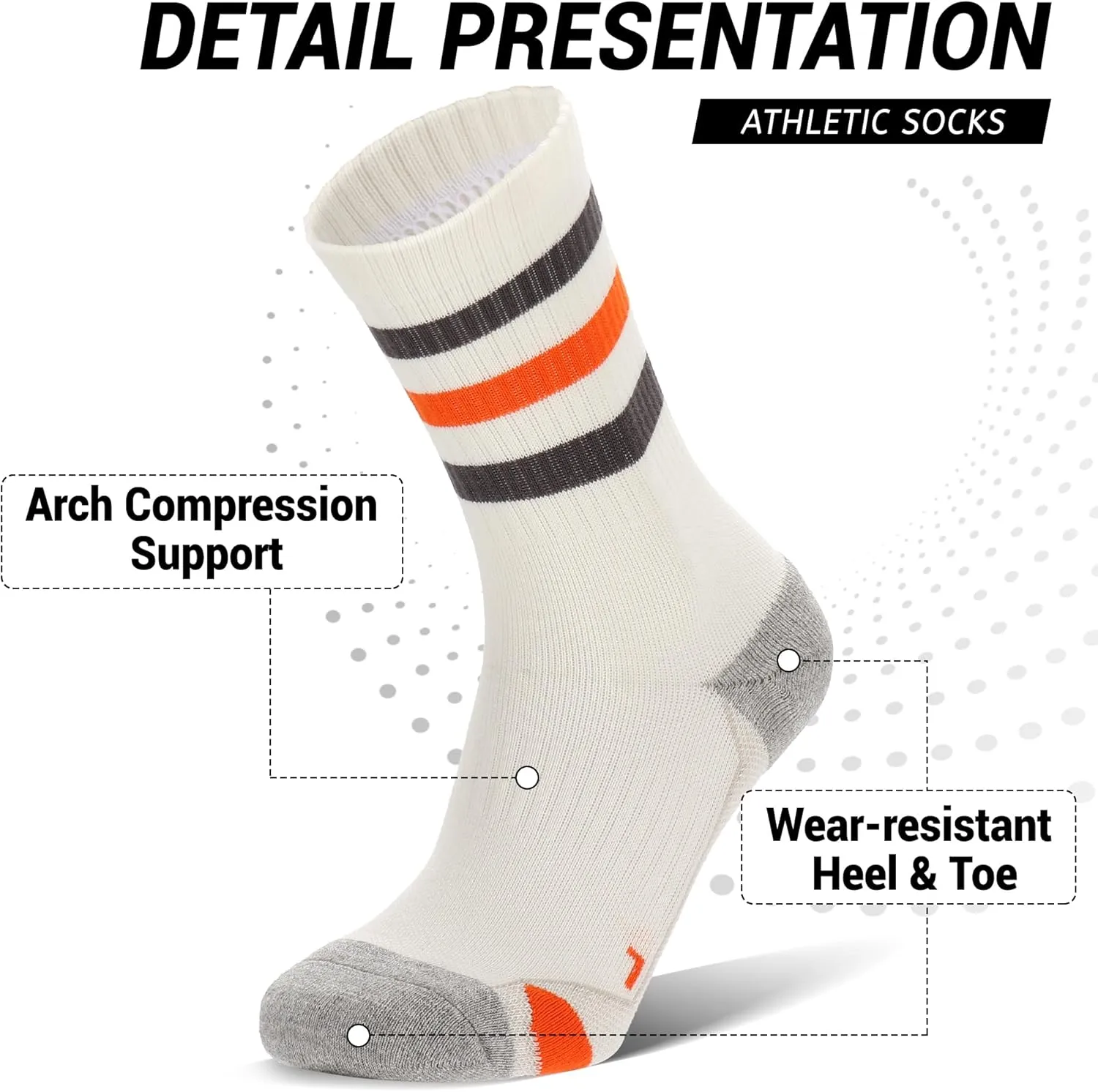 Ultrafun 3/4 Pairs Athletic Running Socks Men Women Compression Cushioned Crew Gym Sports Basketball Socks