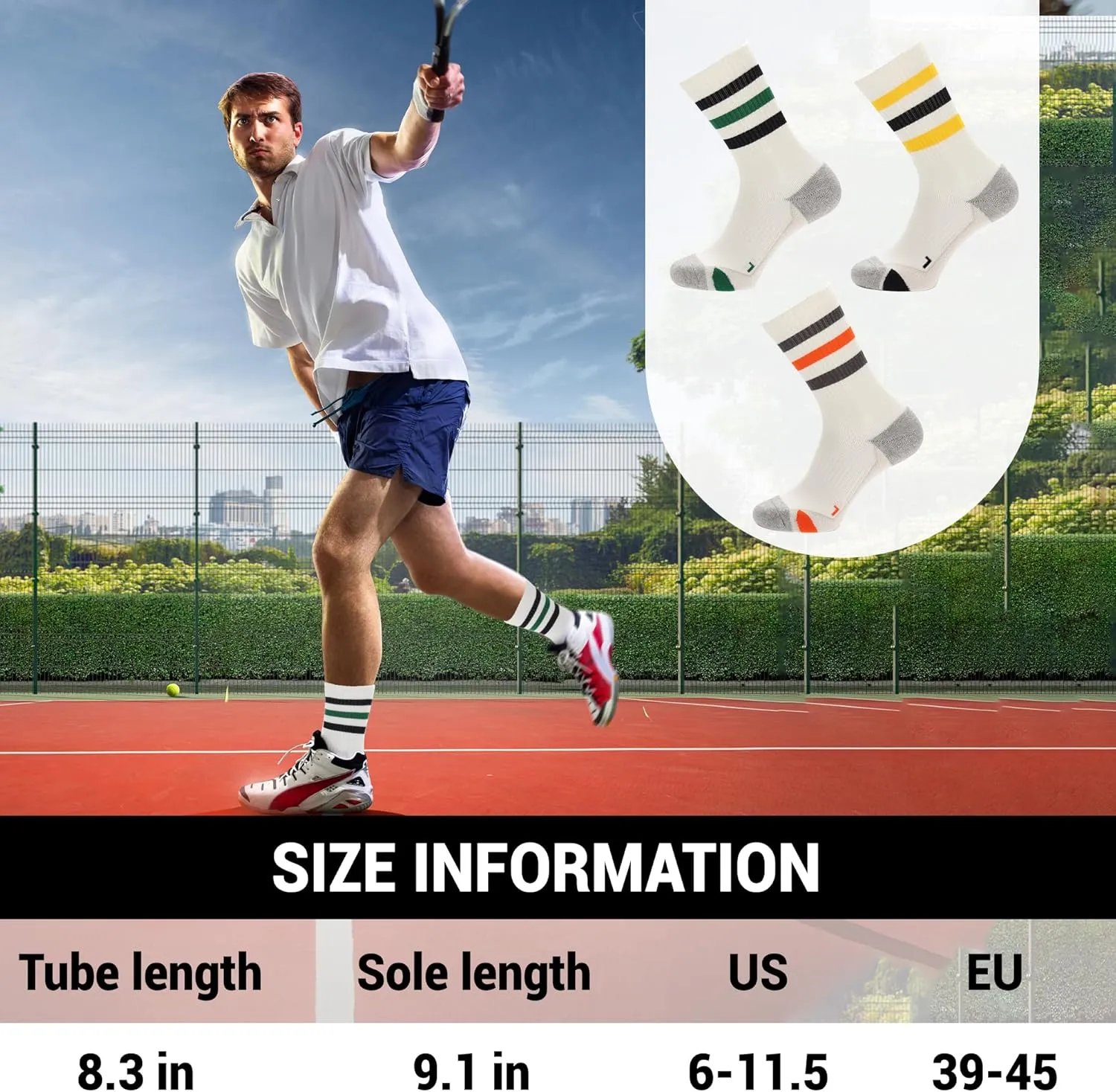 Ultrafun 3/4 Pairs Athletic Running Socks Men Women Compression Cushioned Crew Gym Sports Basketball Socks