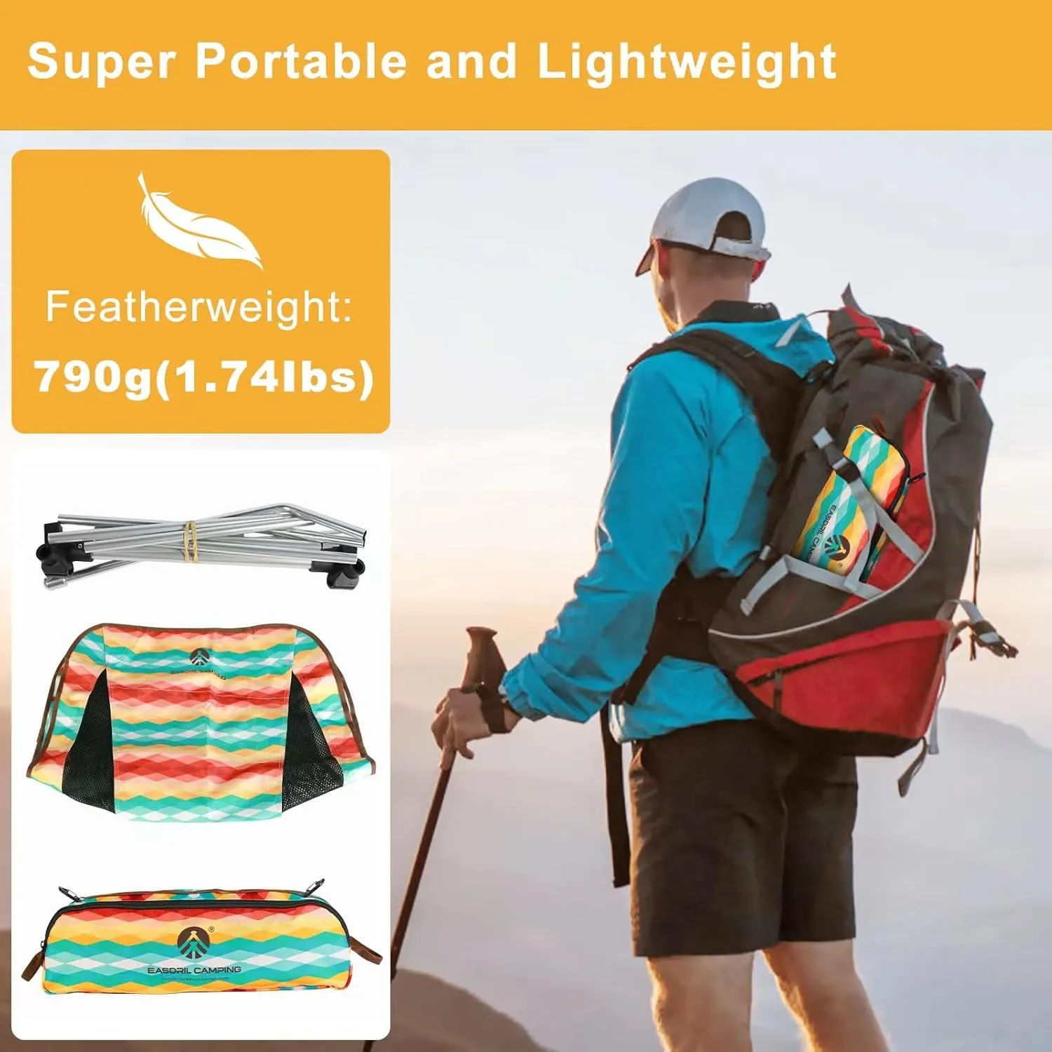 Ultralight Folding Camping Chair Low Lightweight Foldable Camp Chairs with Carry Bag for Hiking, Backpacking, Picnic, Outdoor Concert, Sports Events, Beach