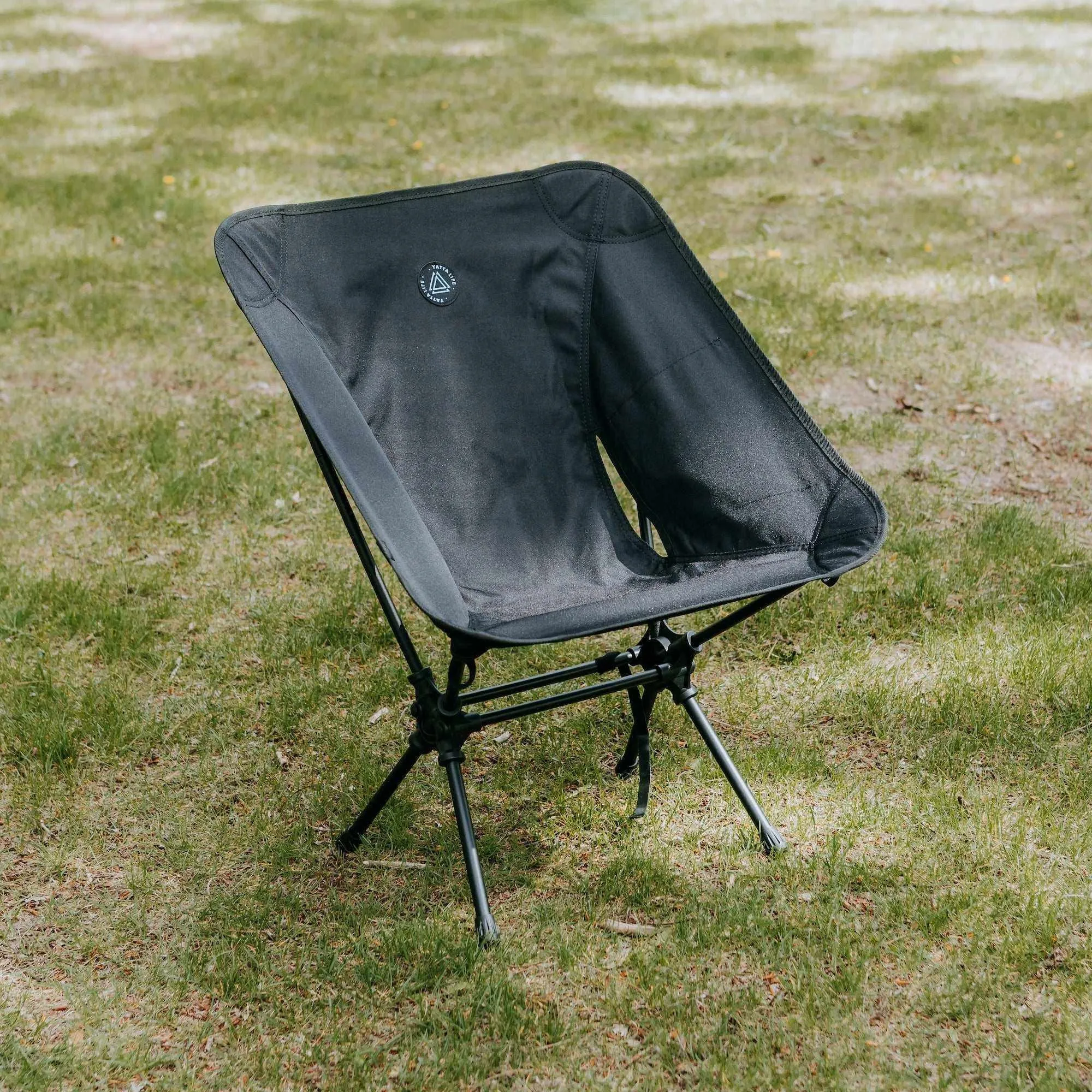 Ultralight Folding Camping Chair with Storage Pouch - Khaki, Low Back Design