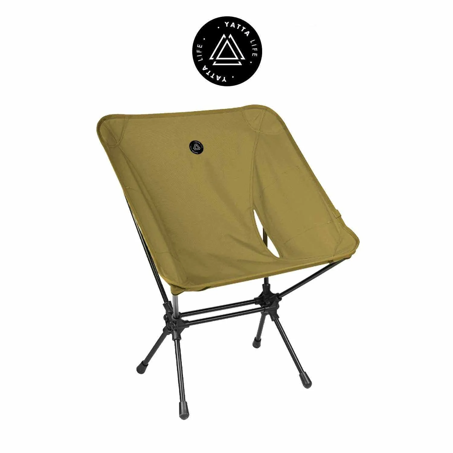 Ultralight Folding Camping Chair with Storage Pouch - Khaki, Low Back Design
