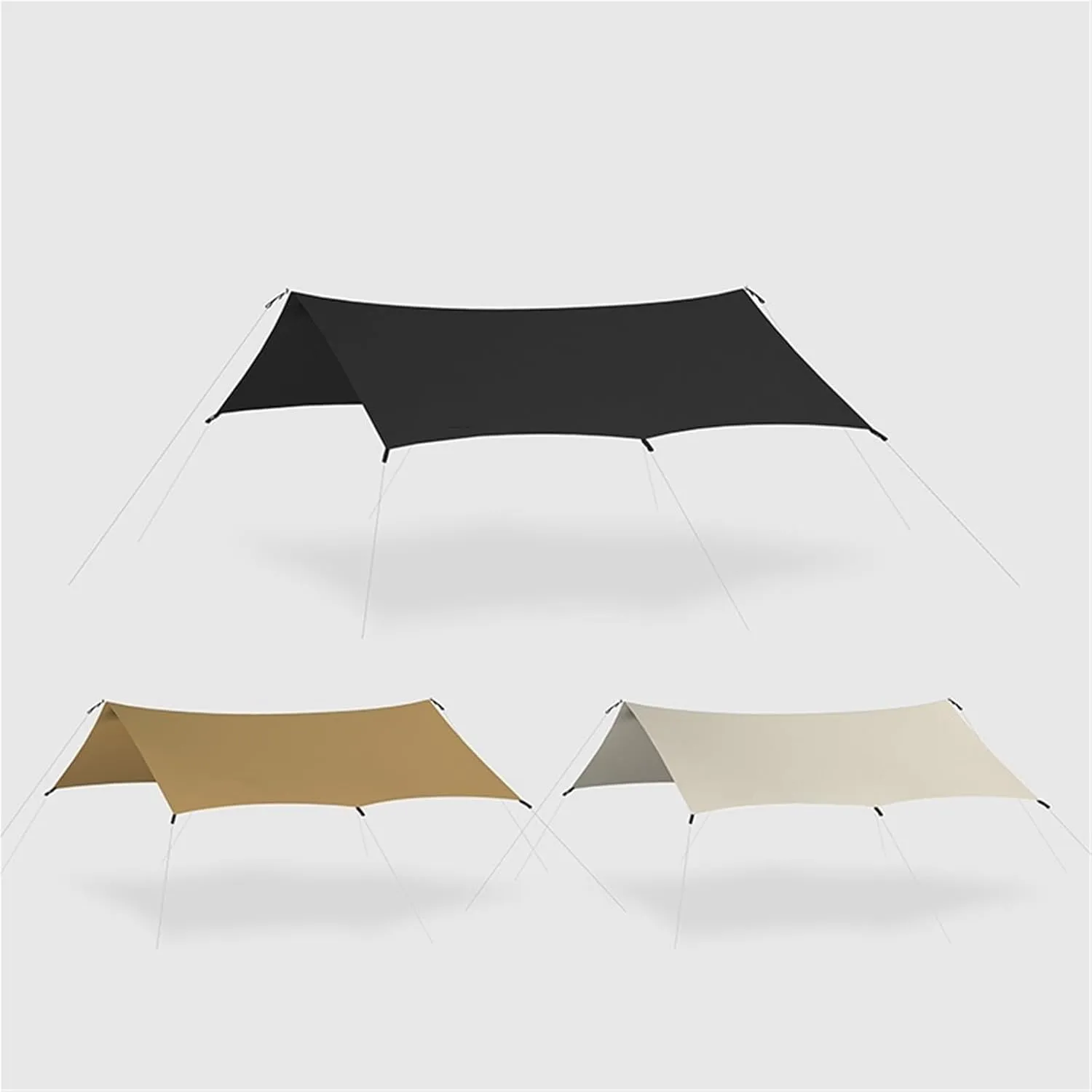 Ultralight Hiking Awning Only 360g for 2-8 People 15D Double Silicon Coating Camping Canopy Sun Tarp 3x3 4x3 4x4.5m for Outdoors, Picnic(Grey,4x4.5m)