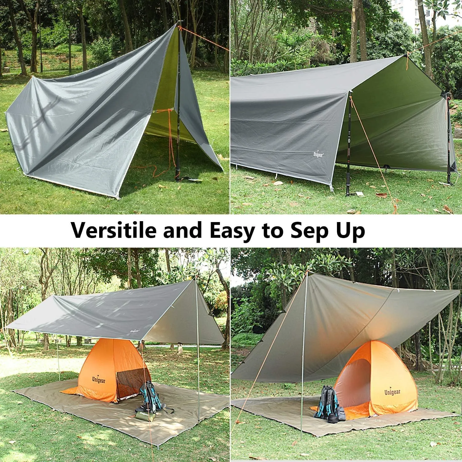 Unigear Hammock Rain Fly Waterproof Tent Tarp, UV Protection and PU 3000mm Waterproof, Lightweight for Camping, Backpacking and Outdoor Adventure