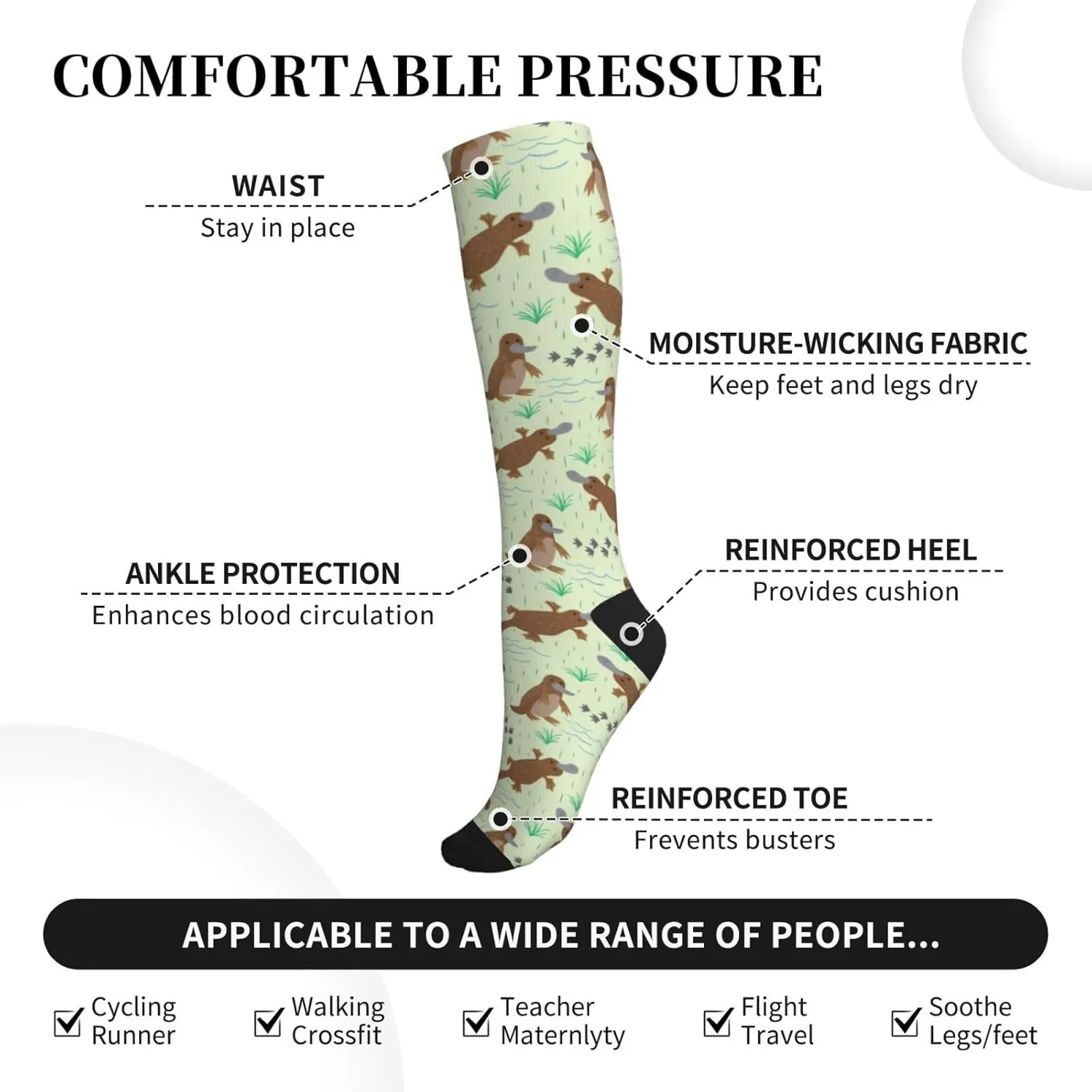Unisex Compression Stockings 15-20mmhg For Pregnancy,Nurses,Running,Athletes,Travelers