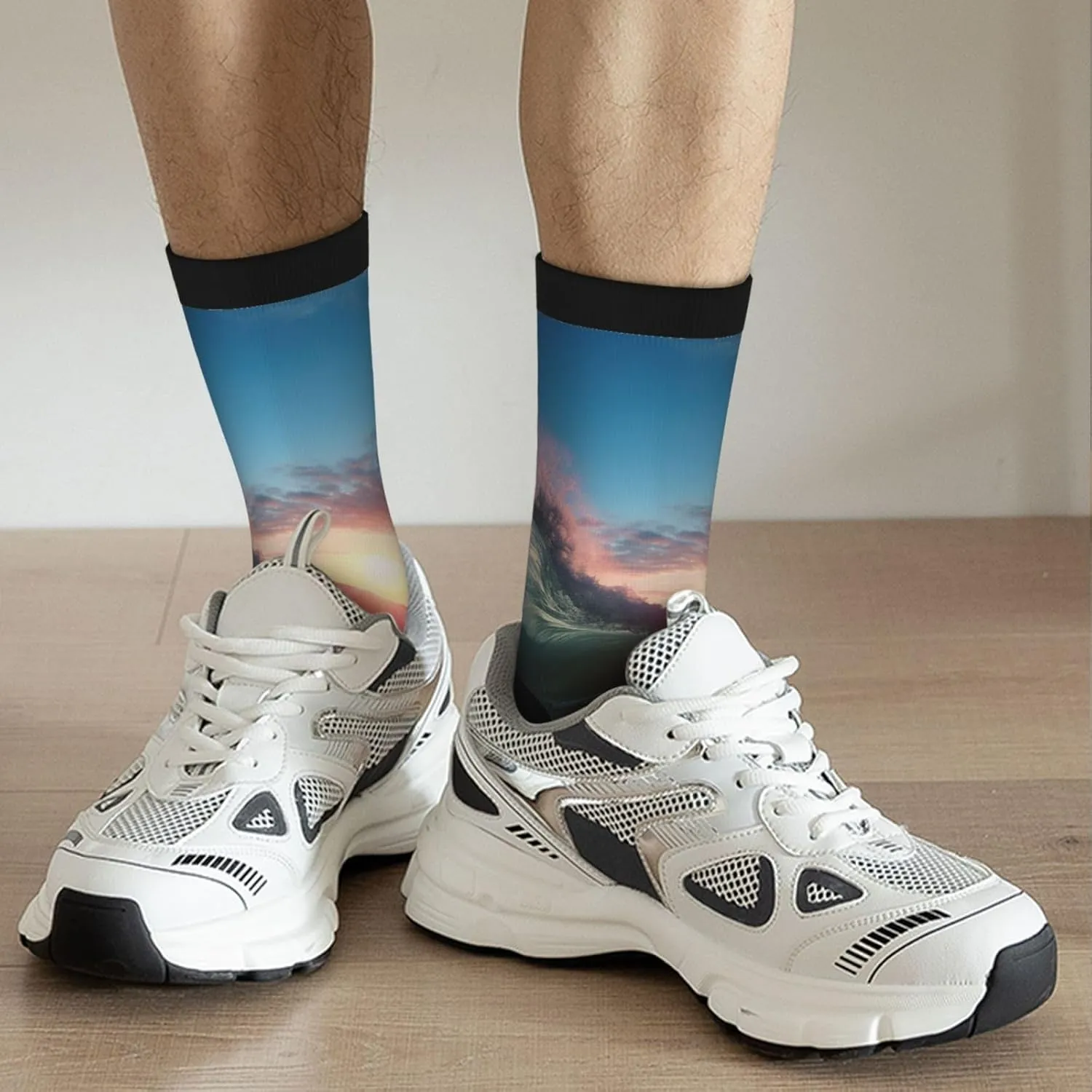 Unisex Crew Socks Casual Athletic Socks Ocean Tide Waves Novelty Socks Breathable Running Socks for Adult