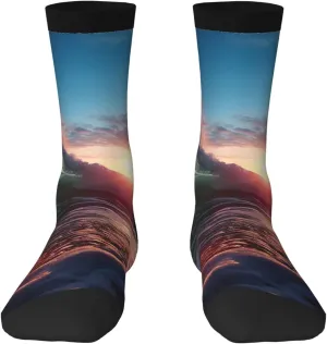 Unisex Crew Socks Casual Athletic Socks Ocean Tide Waves Novelty Socks Breathable Running Socks for Adult