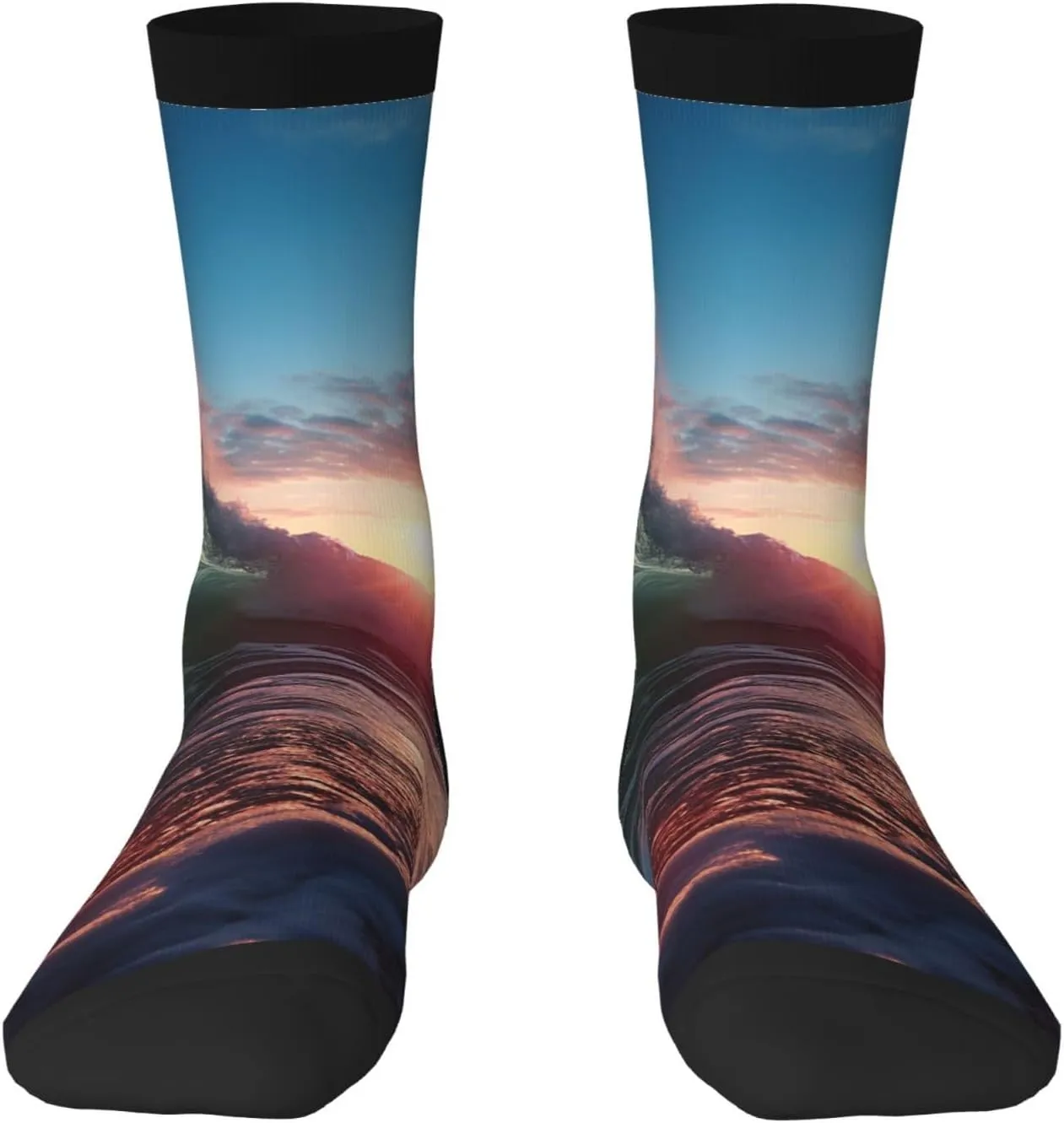 Unisex Crew Socks Casual Athletic Socks Ocean Tide Waves Novelty Socks Breathable Running Socks for Adult