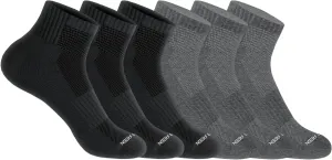 U.S. Polo Assn. 6 Pair Men's QUARTER Length Athletic Performance Socks - Ultra-Soft Moisture Control Running & Breathable Socks - Shoe Size 6-12, BLK/GRY 7619