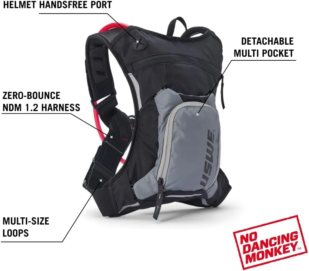 USWE Moto Hydro Hydration Pack - with Water Bladder, a High End, Bounce Free Backpack for Enduro and Off-Road Motorcycle