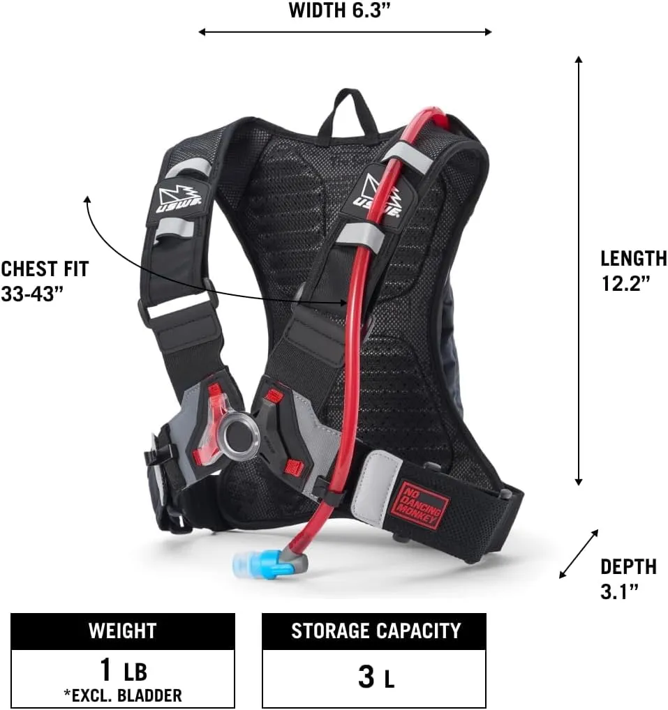 USWE Moto Hydro Hydration Pack - with Water Bladder, a High End, Bounce Free Backpack for Enduro and Off-Road Motorcycle