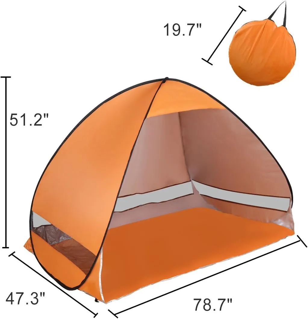 uxcell Beach Sun Shade Tent Outdoor Automatic Pop up Portable Shade Cabana 2-3 Person Anti UV Sun Shelter Tents, Sets up in Seconds