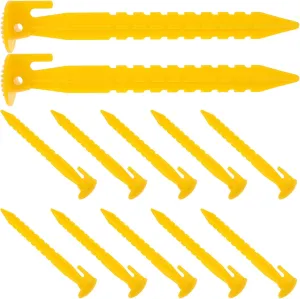 VANZACK 12pcs Plastic Tent Stakes, Heavy Duty Tent Pegs Canopy Stakes Ground Stakes Tent Spikes for Summer Beach Garden Decorations Camping Lawn Tarp