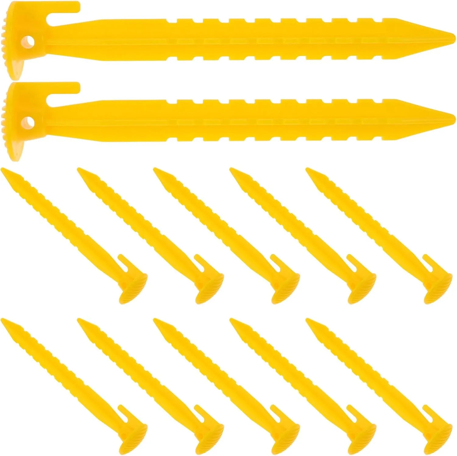 VANZACK 12pcs Plastic Tent Stakes, Heavy Duty Tent Pegs Canopy Stakes Ground Stakes Tent Spikes for Summer Beach Garden Decorations Camping Lawn Tarp