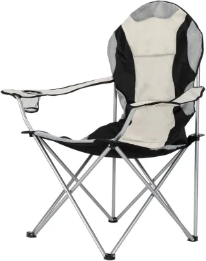 Vasitelan Outdoor Camping Chair with Back Support, Padded Lawn Chairs Folding Arm Chair with Bag, Cup Holder