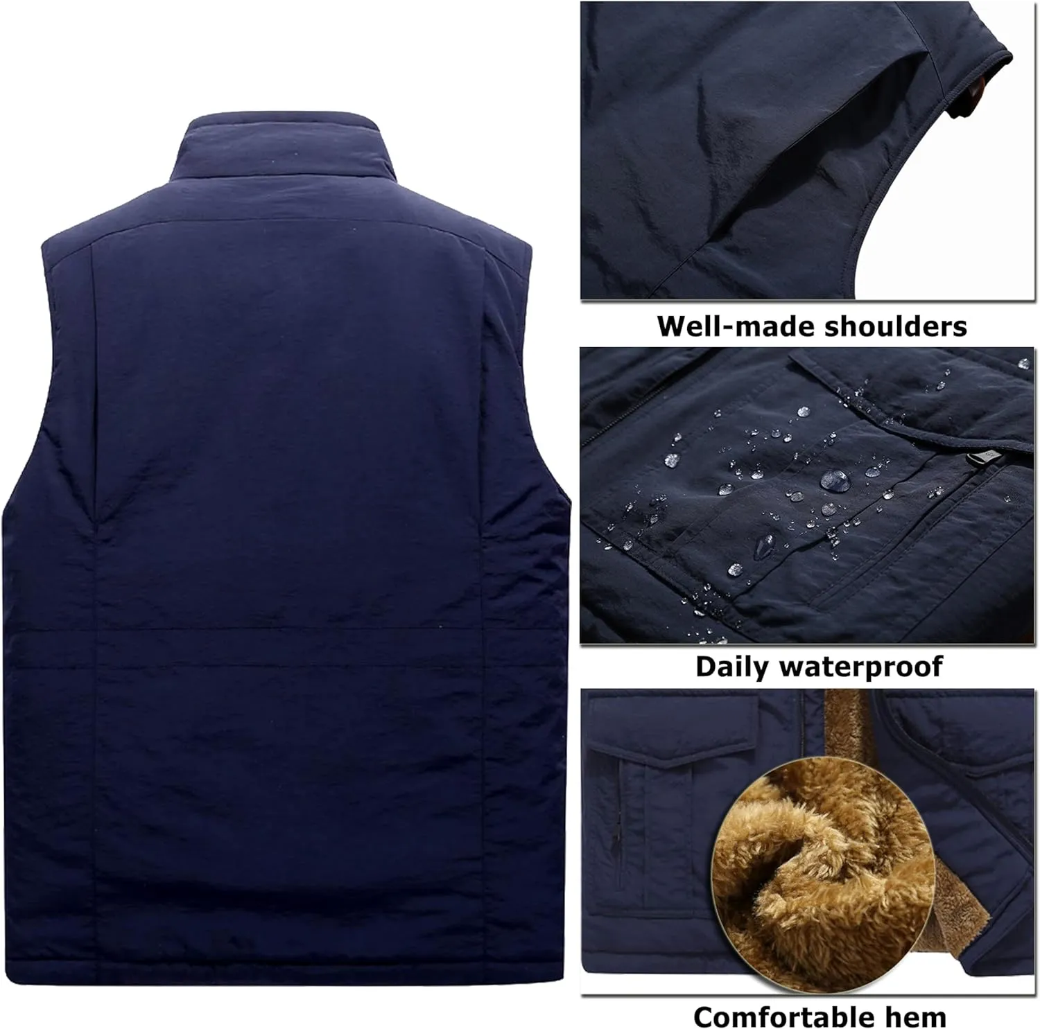 Vcansion Men's Outdoor Casual Stand Collar Padded Vest Coat